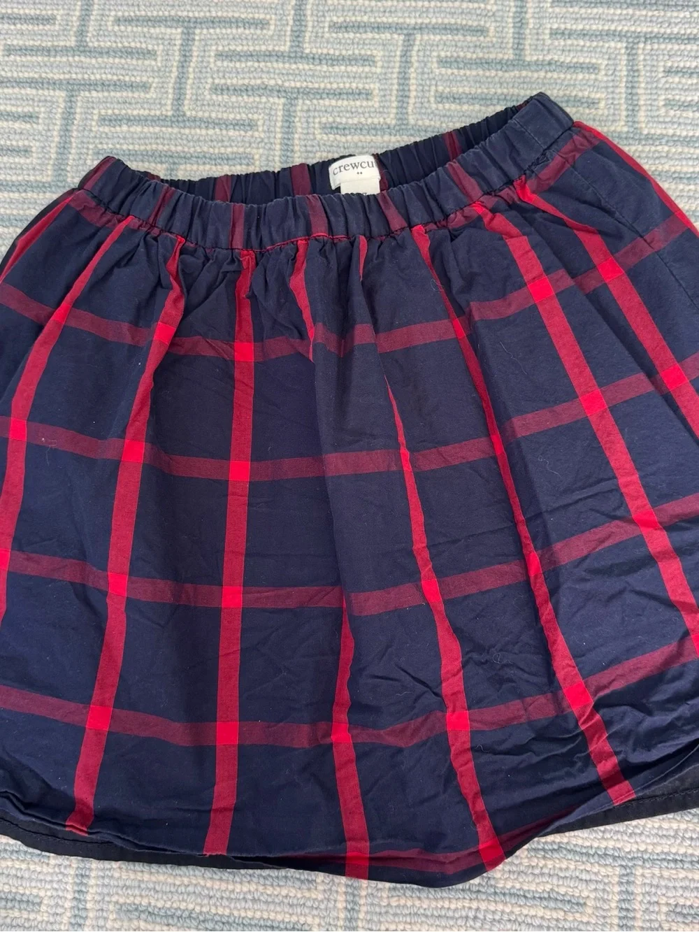 Crewcuts Navy And Red Plaid Elastic-Waist Circle Skirt